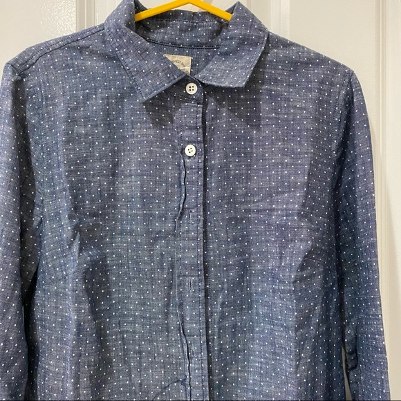 J.Crew Chambray Polka Dot Perfect Shirt 00 XS XXS - Picture 4 of 11